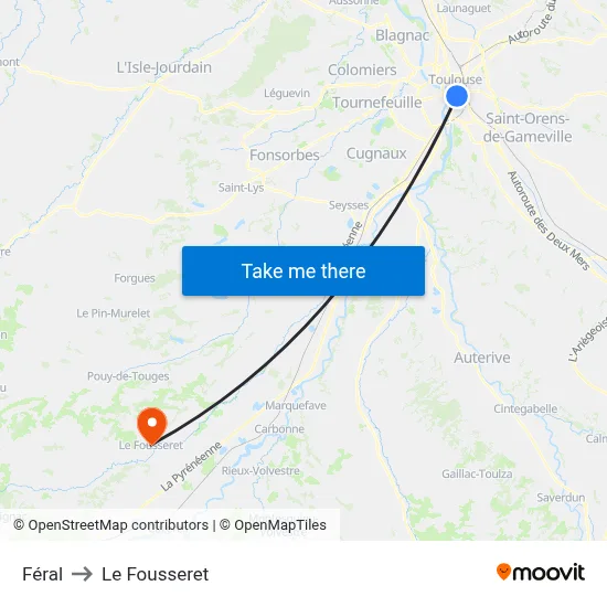 Féral to Le Fousseret map