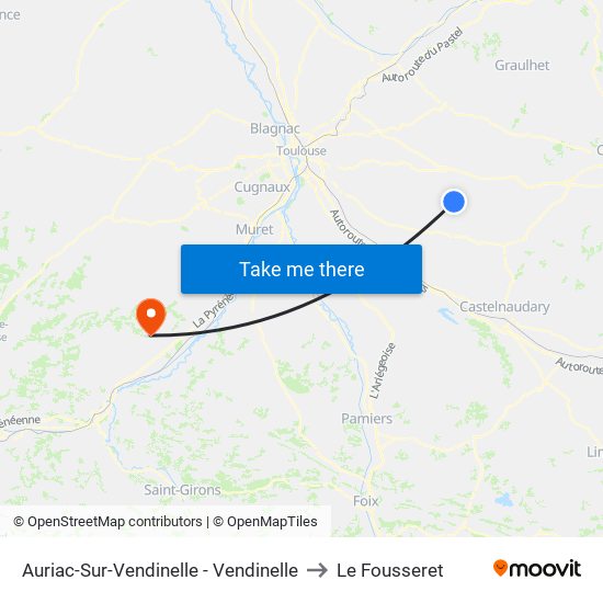 Auriac-Sur-Vendinelle - Vendinelle to Le Fousseret map