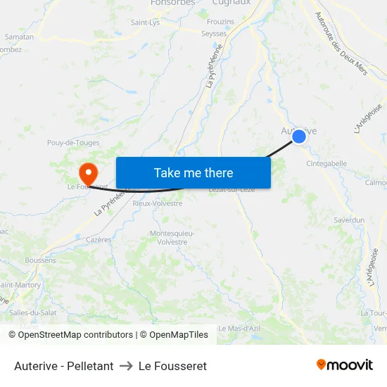 Auterive - Pelletant to Le Fousseret map