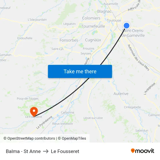 Balma - St Anne to Le Fousseret map