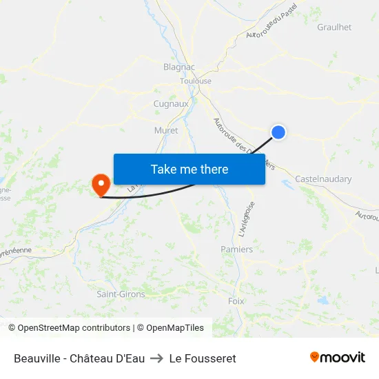 Beauville - Château D'Eau to Le Fousseret map