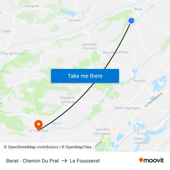 Berat - Chemin Du Prat to Le Fousseret map