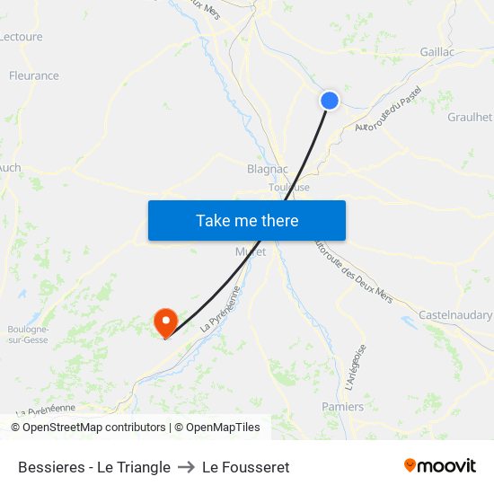 Bessieres - Le Triangle to Le Fousseret map