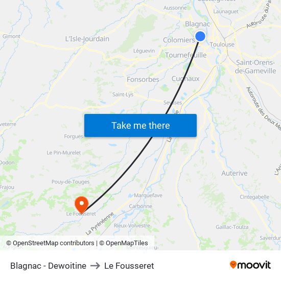 Blagnac - Dewoitine to Le Fousseret map