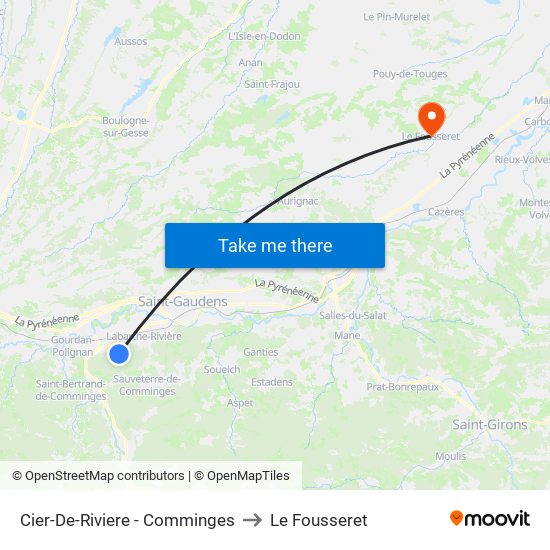 Cier-De-Riviere - Comminges to Le Fousseret map