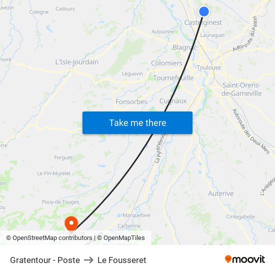 Gratentour - Poste to Le Fousseret map