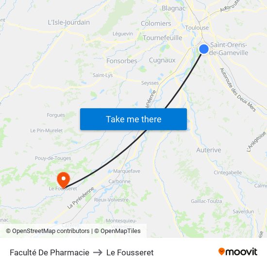 Faculté De Pharmacie to Le Fousseret map