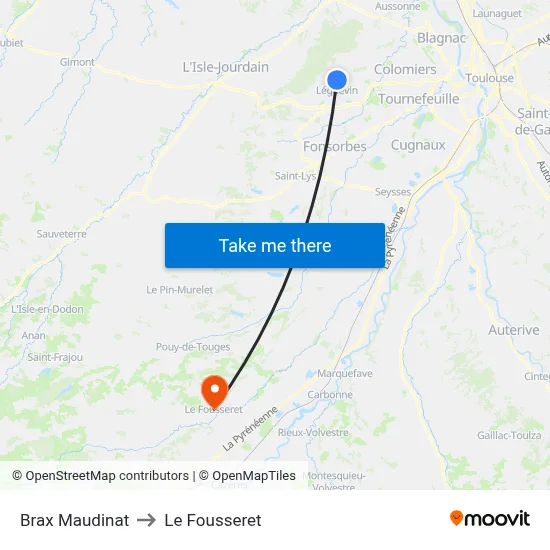 Brax Maudinat to Le Fousseret map