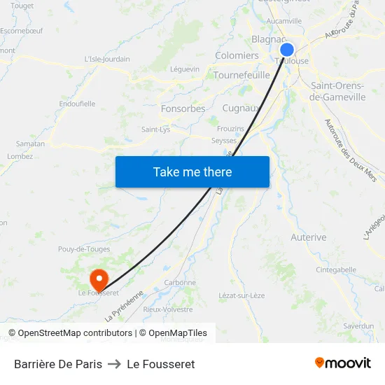 Barrière De Paris to Le Fousseret map