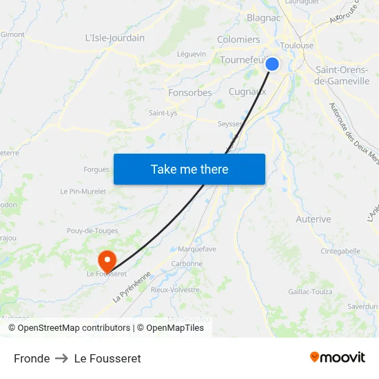 Fronde to Le Fousseret map