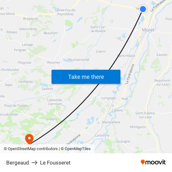 Bergeaud to Le Fousseret map