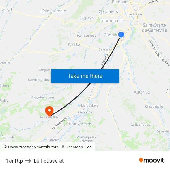 1er Rtp to Le Fousseret map