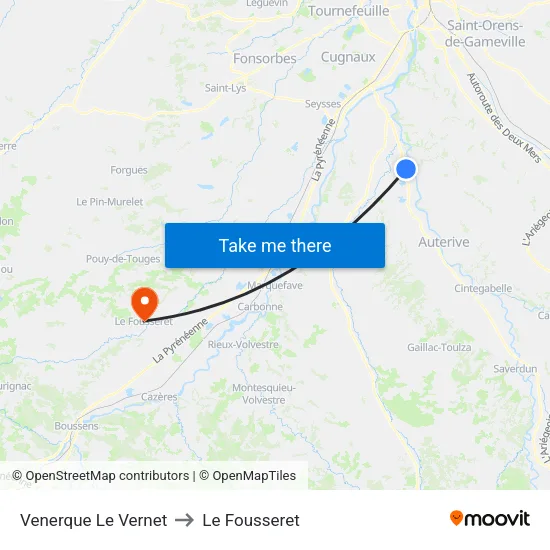 Venerque Le Vernet to Le Fousseret map