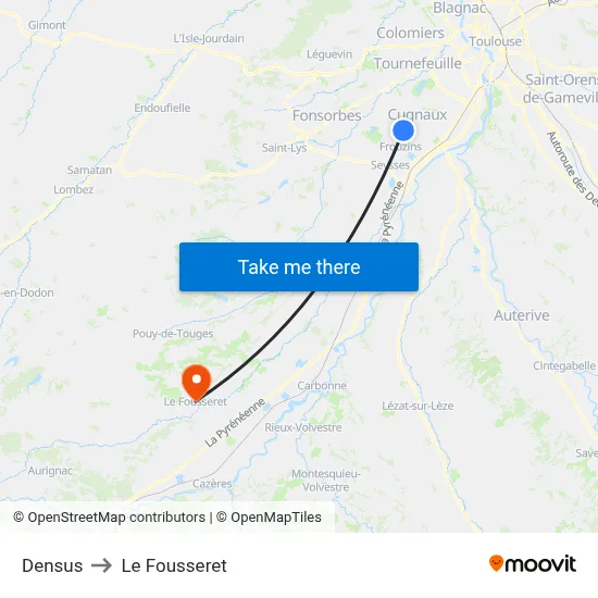 Densus to Le Fousseret map