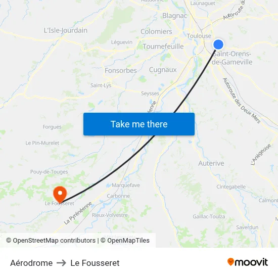 Aérodrome to Le Fousseret map