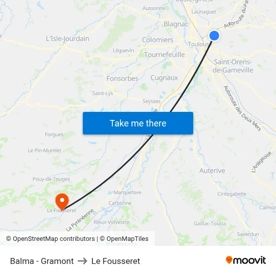 Balma - Gramont to Le Fousseret map