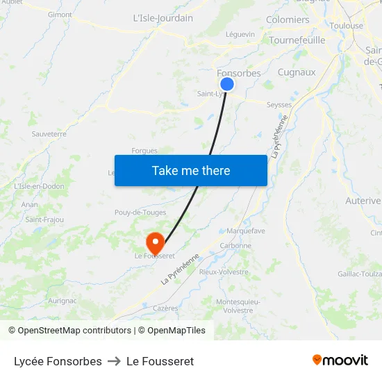 Lycée Fonsorbes to Le Fousseret map