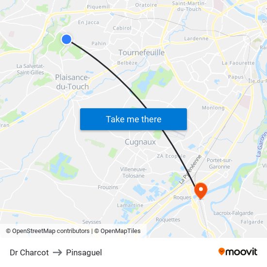 Dr Charcot to Pinsaguel map