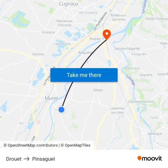 Drouet to Pinsaguel map
