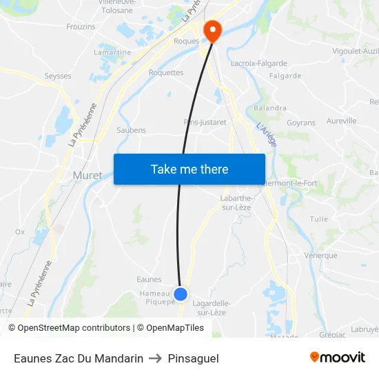 Eaunes Zac Du Mandarin to Pinsaguel map