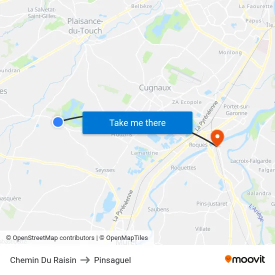 Chemin Du Raisin to Pinsaguel map