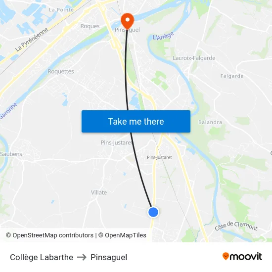Collège Labarthe to Pinsaguel map