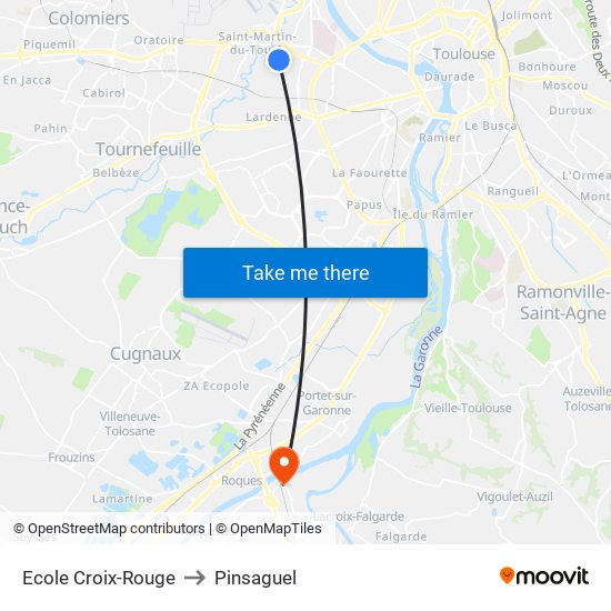 Ecole Croix-Rouge to Pinsaguel map