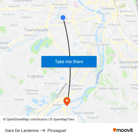 Gare De Lardenne to Pinsaguel map
