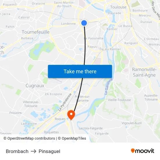 Brombach to Pinsaguel map