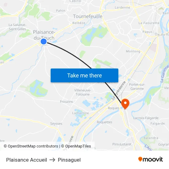 Plaisance Accueil to Pinsaguel map