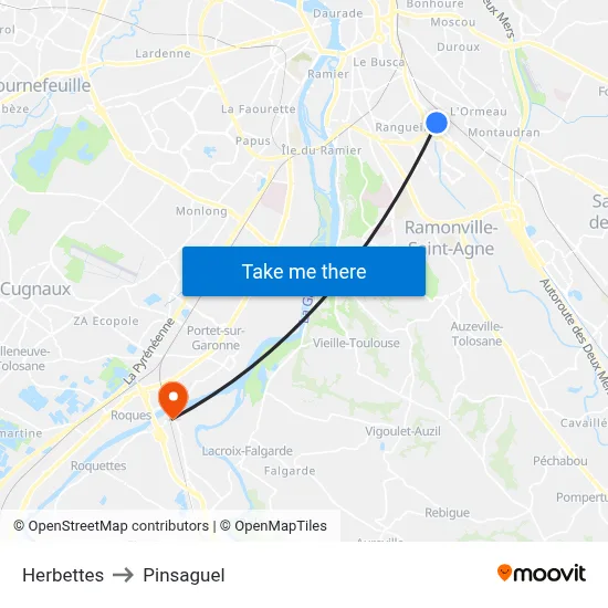 Herbettes to Pinsaguel map