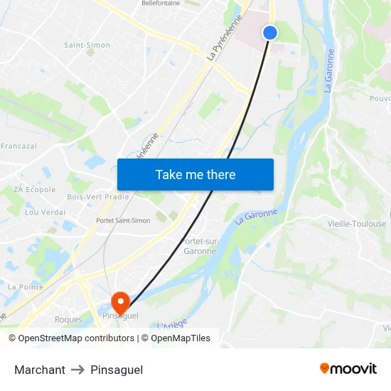 Marchant to Pinsaguel map