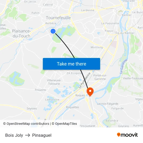 Bois Joly to Pinsaguel map