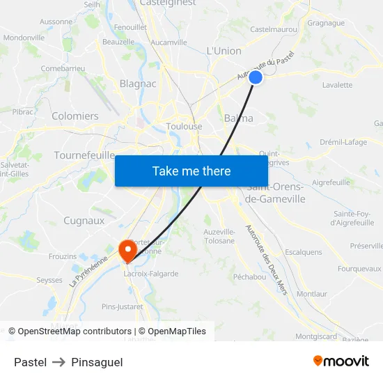 Pastel to Pinsaguel map