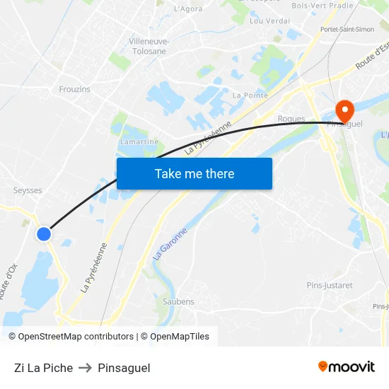 Zi La Piche to Pinsaguel map