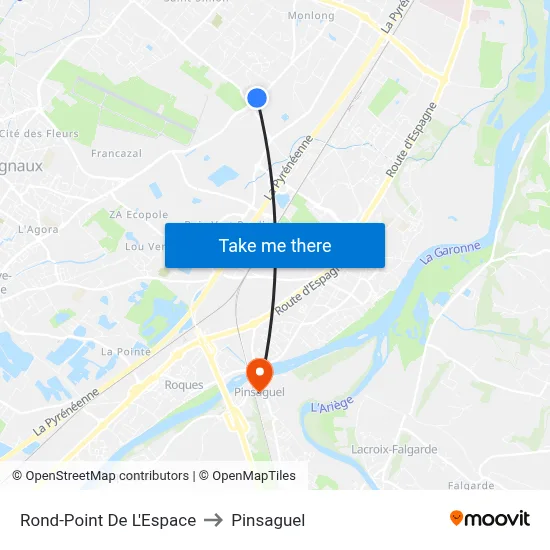 Rond-Point De L'Espace to Pinsaguel map
