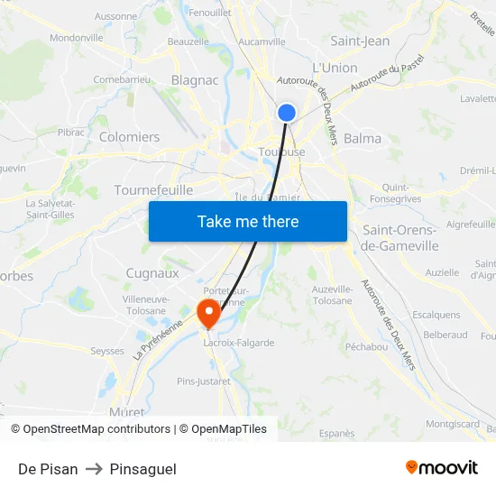 De Pisan to Pinsaguel map