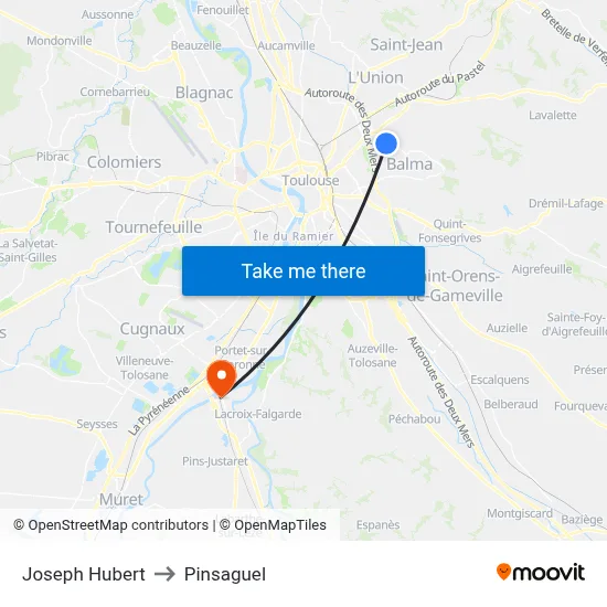 Joseph Hubert to Pinsaguel map