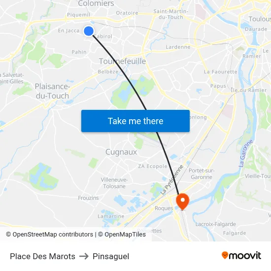 Place Des Marots to Pinsaguel map