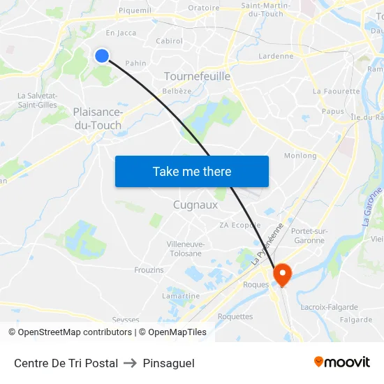 Centre De Tri Postal to Pinsaguel map