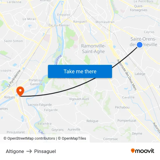 Altigone to Pinsaguel map