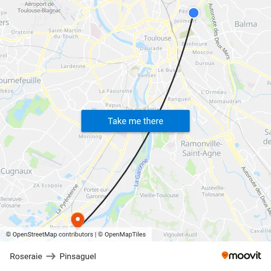 Roseraie to Pinsaguel map