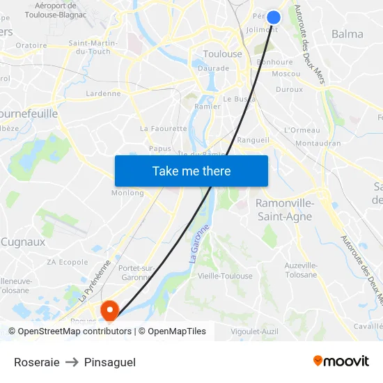 Roseraie to Pinsaguel map