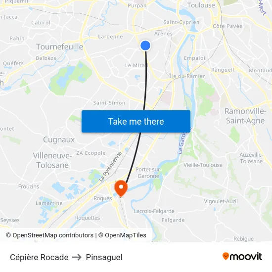 Cépière Rocade to Pinsaguel map