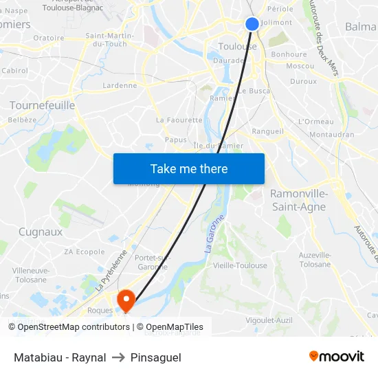 Matabiau - Raynal to Pinsaguel map