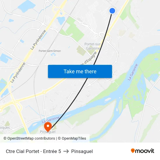 Ctre Cial Portet - Entrée 5 to Pinsaguel map