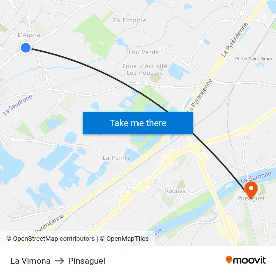 La Vimona to Pinsaguel map