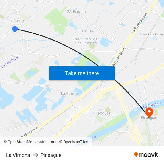 La Vimona to Pinsaguel map