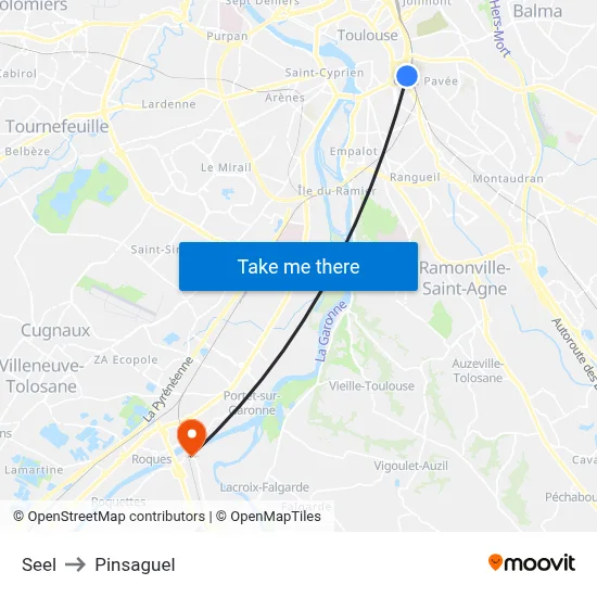 Seel to Pinsaguel map