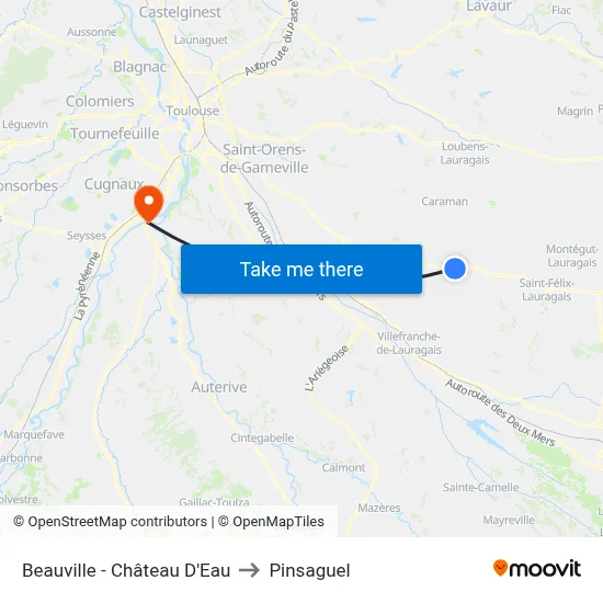Beauville - Château D'Eau to Pinsaguel map